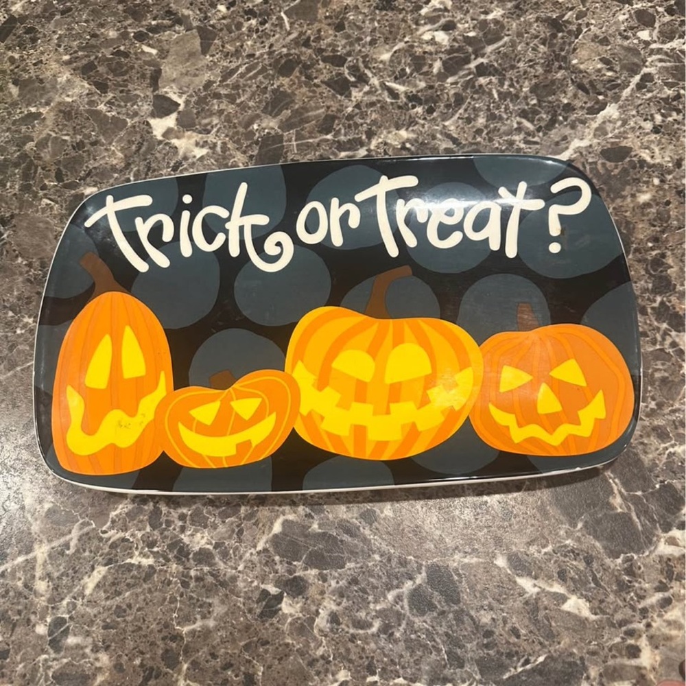 Trick or Treat Pumpkin Serving Platter - Halloween Decor